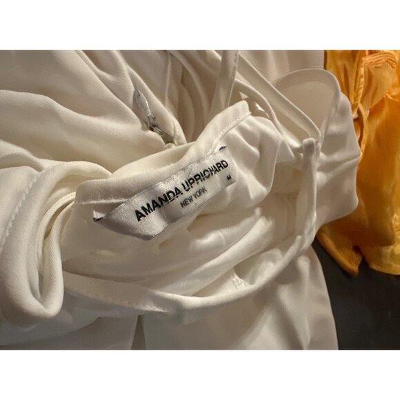 Amanda Uprichard Jaslina Mini Dress White Sleeveless Ruched Side Slit Size M - Picture 5 of 6